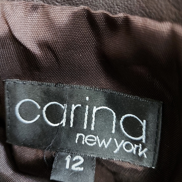 Carina new york brown leather midi skirt S8ze 12 - Picture 5 of 9